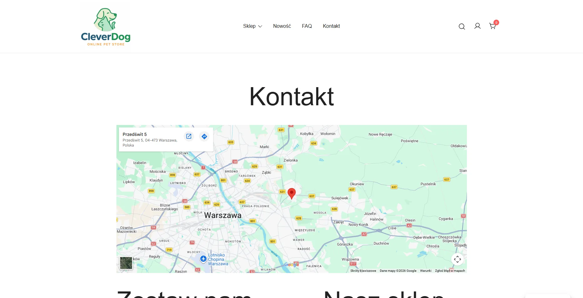 Widok strony kontaktowej