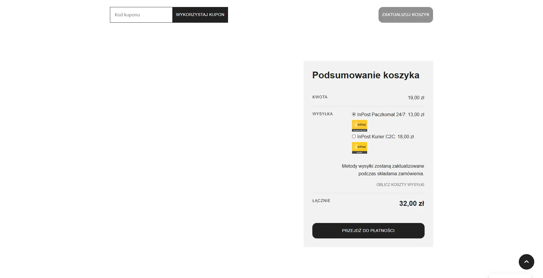 Widok koszyka zakupowego