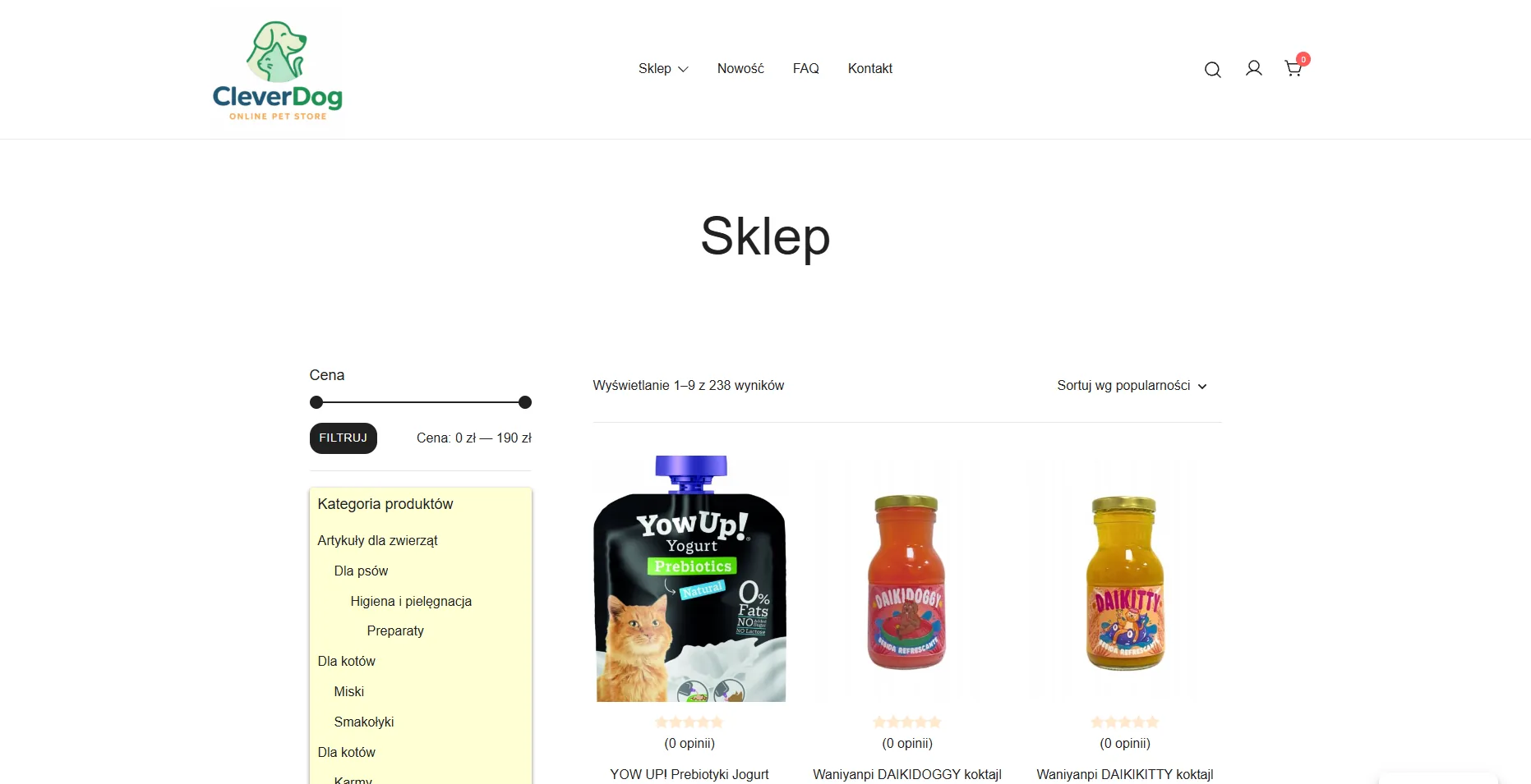 Widok sklepu internetowego