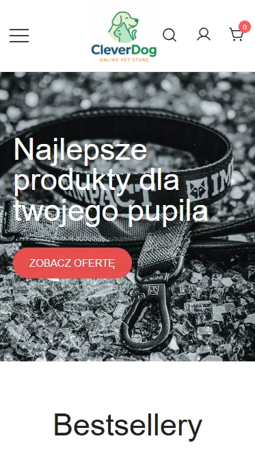 Widok strony głównej na urządzeniu mobilnym