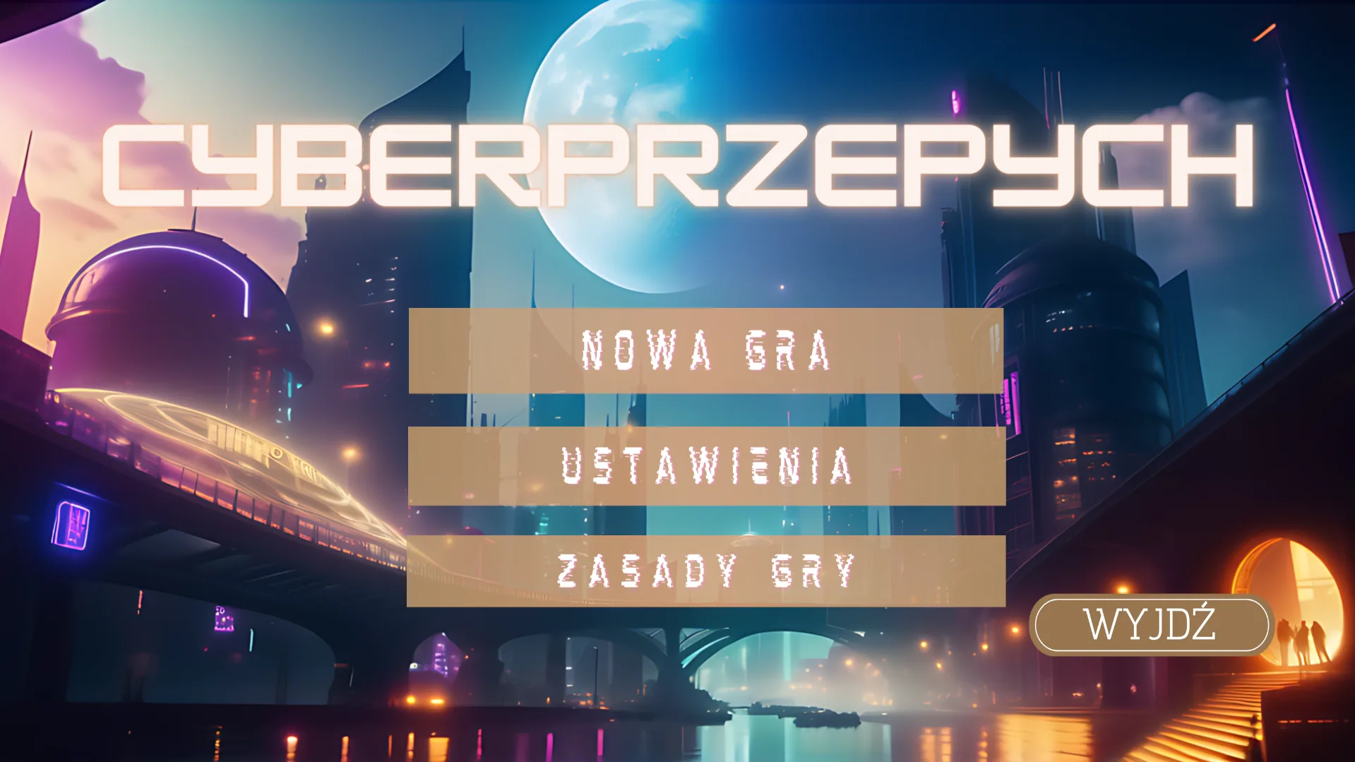 Zrzut ekranu panelu startowego gry
