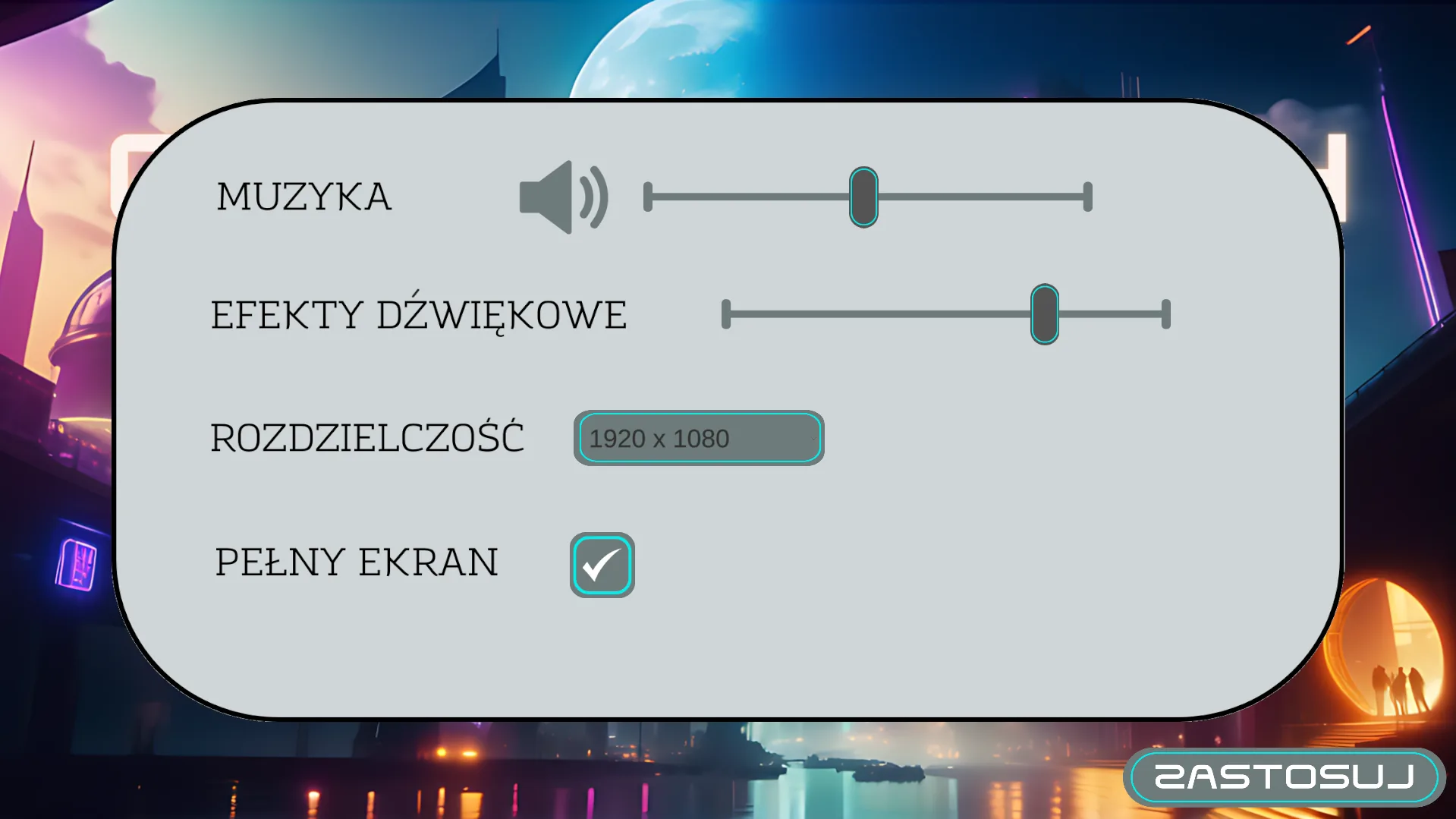 Menu ustawień