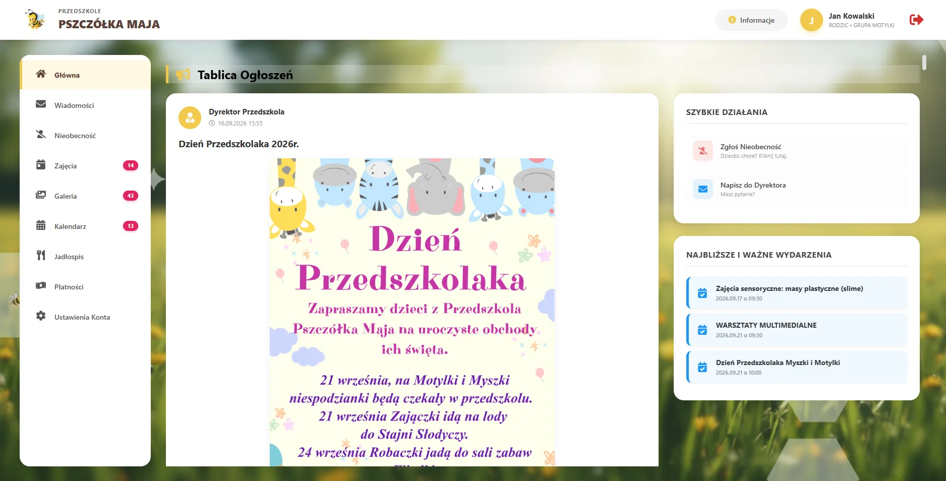 Panel rodzica