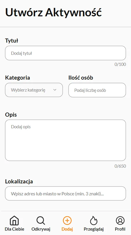 Dodawanie spotkania w wersji mobilnej