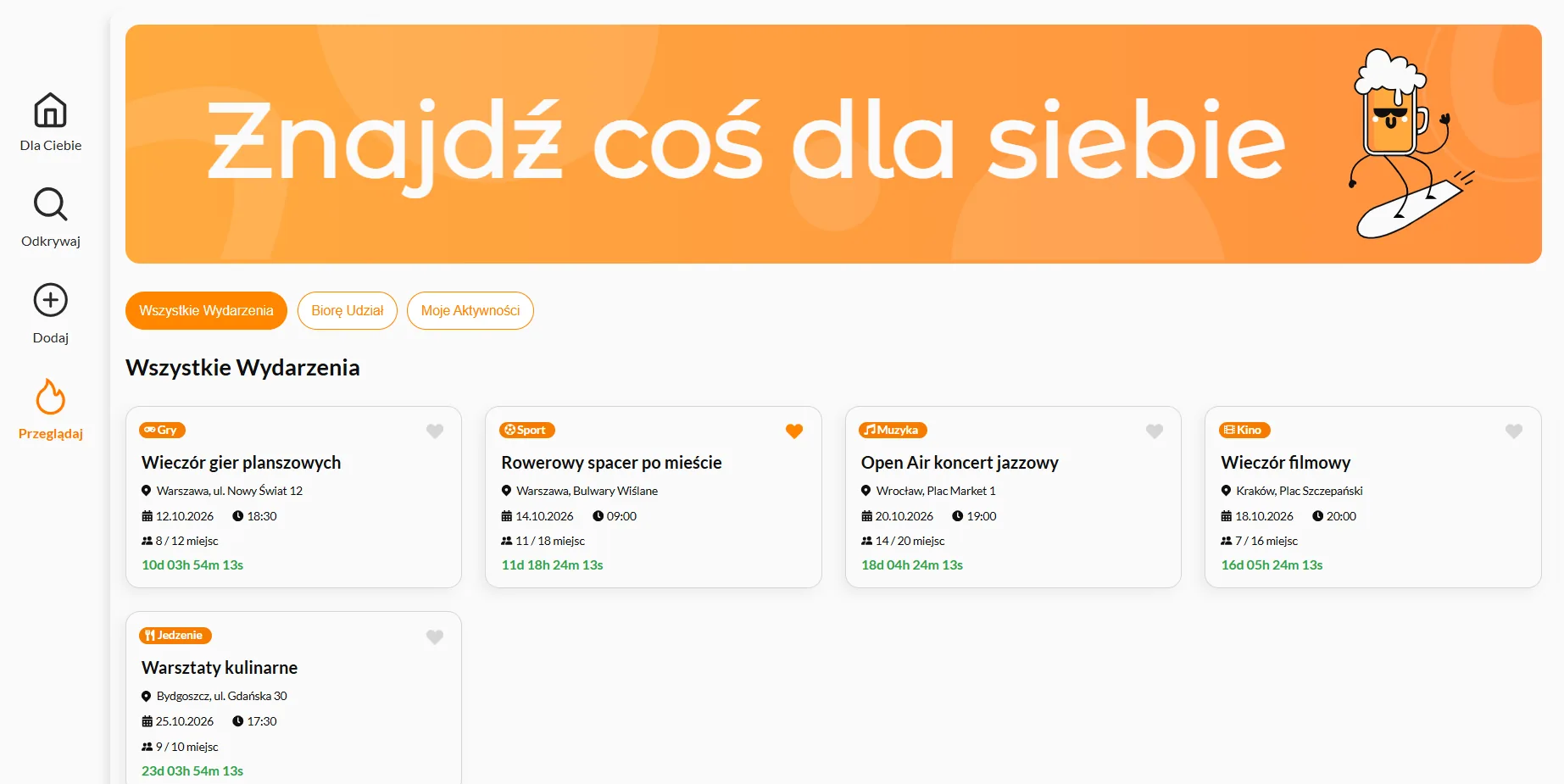 Przeglądanie spotkań
